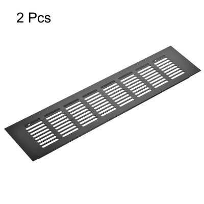 Harfington Uxcell Rectangle Air Vents,  13.78x3.15 Inch Grille Mesh Airflow Louver for Cabinet Shoebox Bathroom Door, Aluminum Alloy, Black, Pack of 2