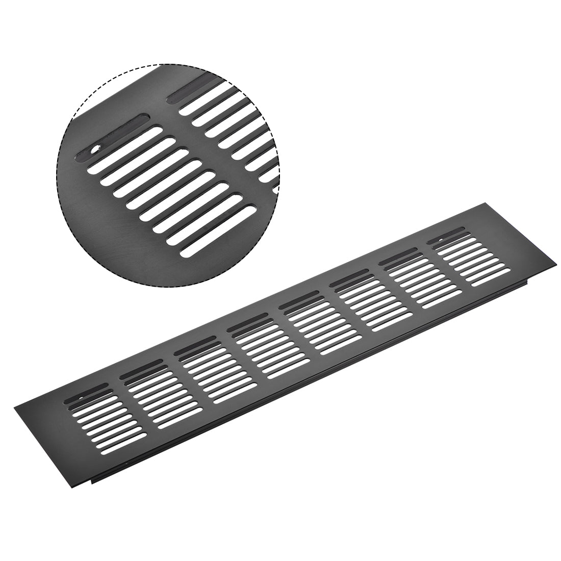 uxcell Uxcell Rectangle Air Vents,  13.78x3.15 Inch Grille Mesh Airflow Louver for Cabinet Shoebox Bathroom Door, Aluminum Alloy, Black, Pack of 2