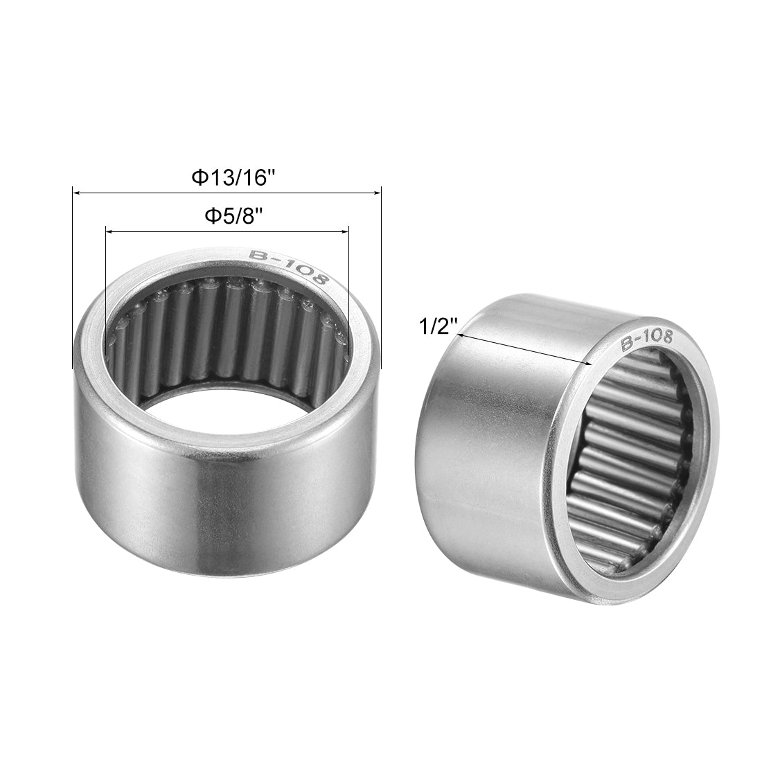 uxcell Uxcell Needle Roller Bearings Open End Full Complement Drawn Cup Inch