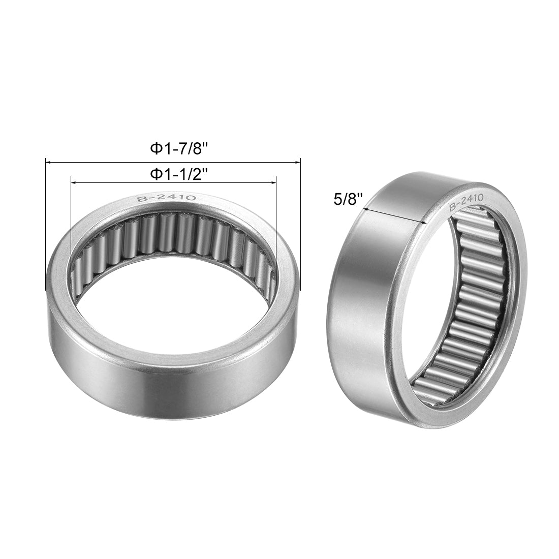 uxcell Uxcell Needle Roller Bearings Full Complement Drawn Cup