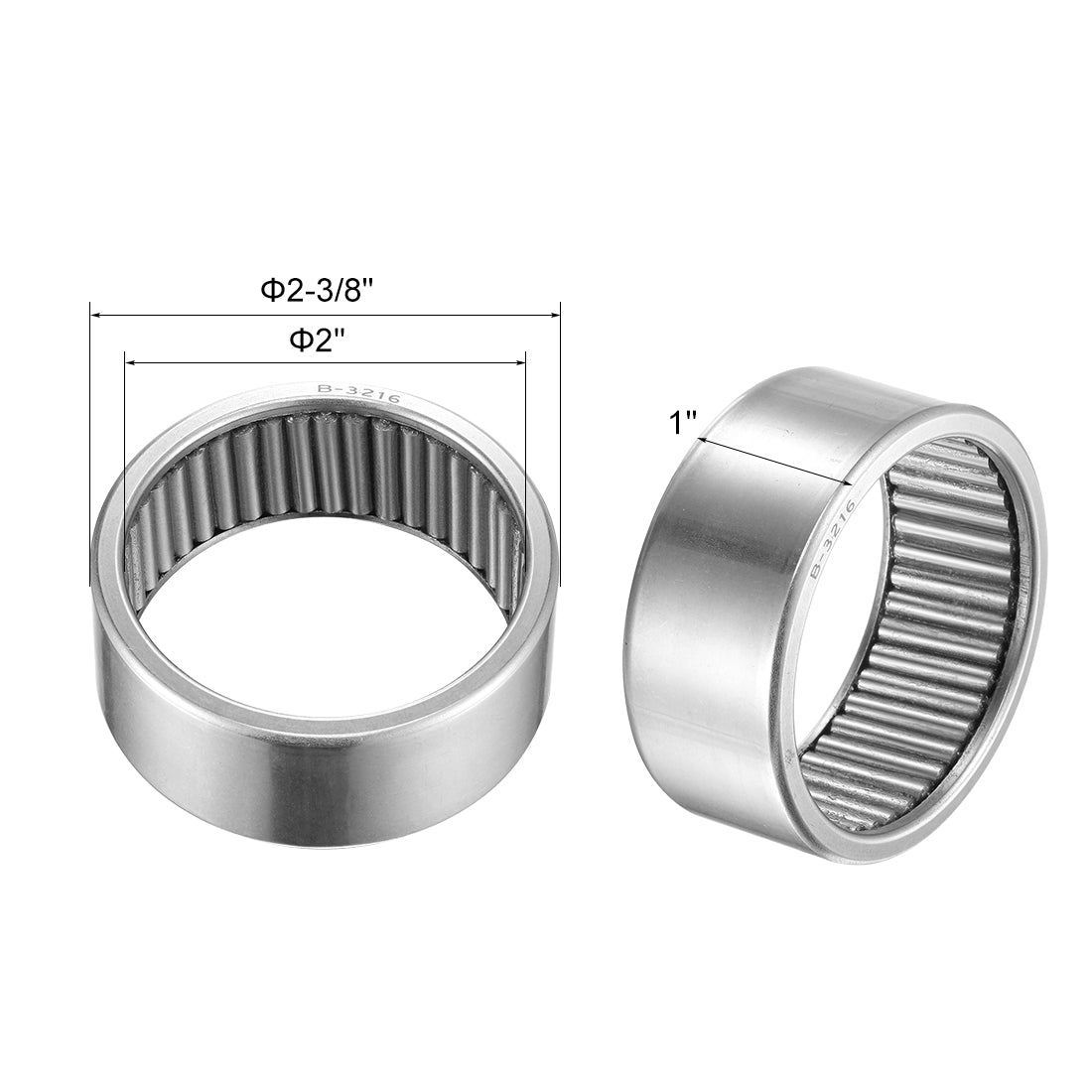 uxcell Uxcell Needle Roller Bearings Open End Full Complement Steel Drawn Cup
