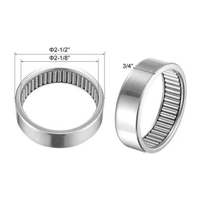 Harfington Uxcell Needle Roller Bearings Open End Full Complement Steel Drawn Cup