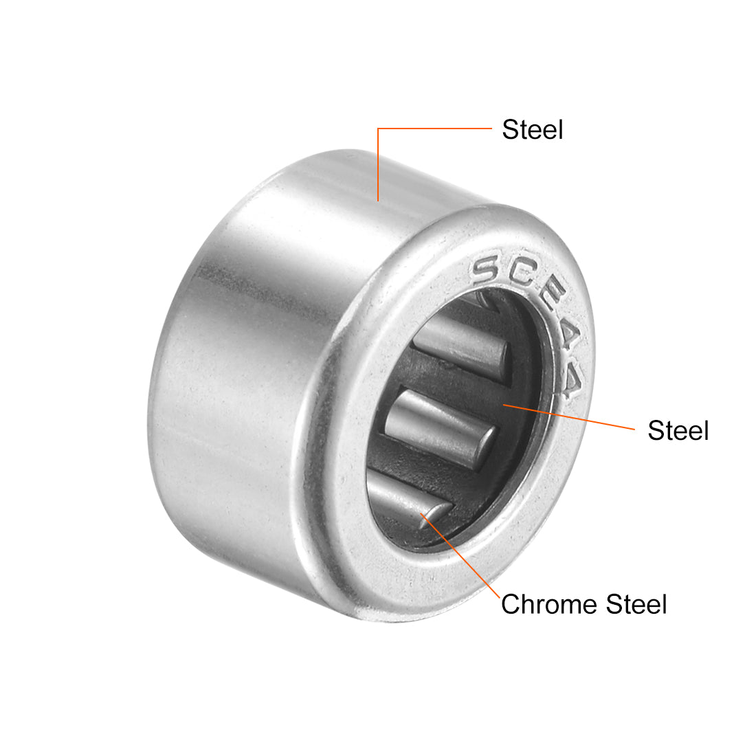 uxcell Uxcell Needle Roller Bearings, Open End Stamping Steel Drawn Cup, Inch