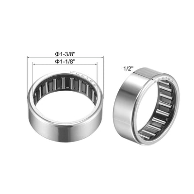 Harfington Uxcell Needle Roller Bearings, Open End, Stamping Steel Drawn Cup, Inch