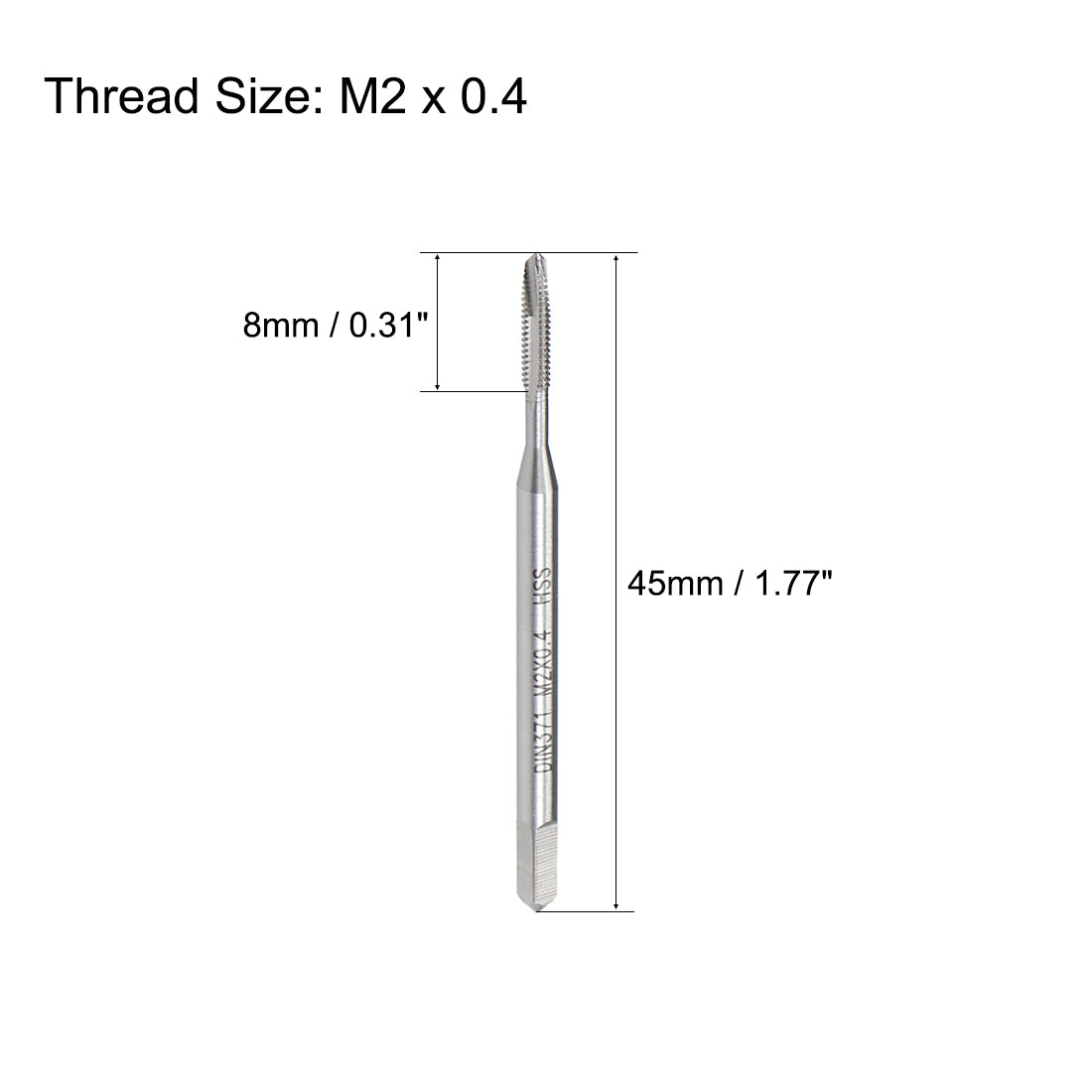 uxcell Uxcell M2 x 0.4 Spiral Point Threading Tap H2 Tolerance High Speed Steel Uncoated 2pcs