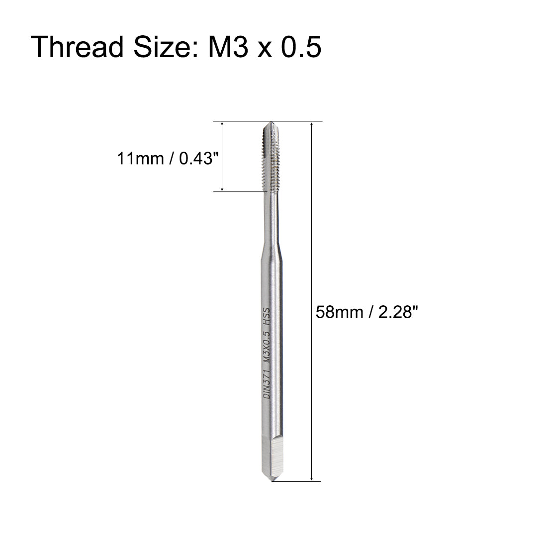 uxcell Uxcell M3 x 0.5 Spiral Point Threading Tap H2 Tolerance High Speed Steel Uncoated 2pcs