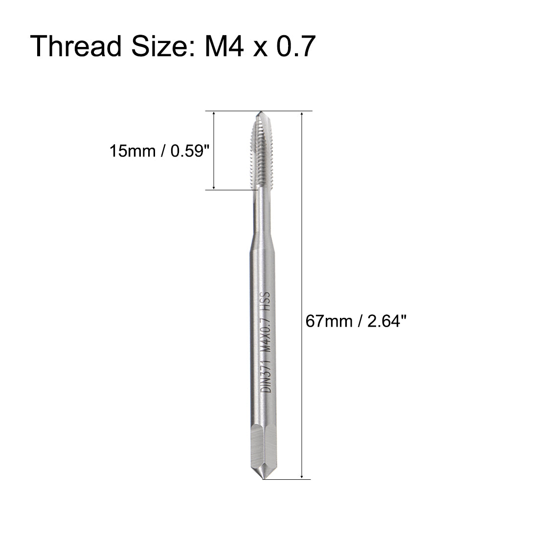 uxcell Uxcell M4 x 0.7 Spiral Point Threading Tap H2 Tolerance High Speed Steel Uncoated