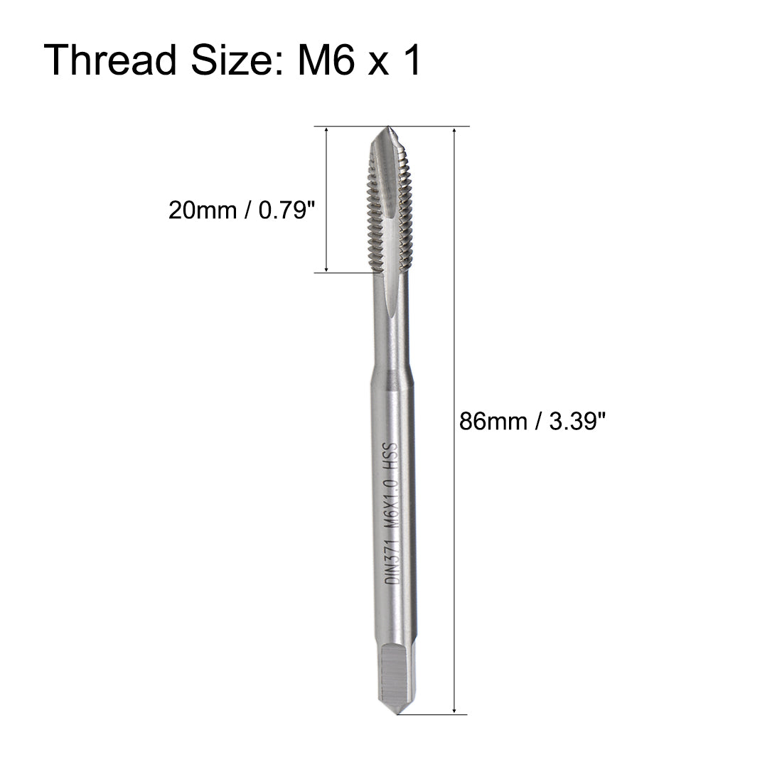 uxcell Uxcell M6 x 1 Spiral Point Threading Tap H2 Tolerance High Speed Steel Uncoated