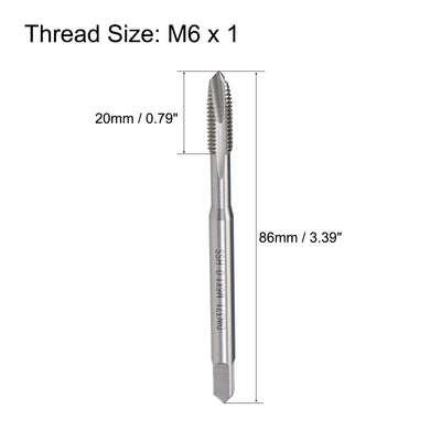 Harfington Uxcell M6 x 1 Spiral Point Threading Tap H2 Tolerance High Speed Steel Uncoated