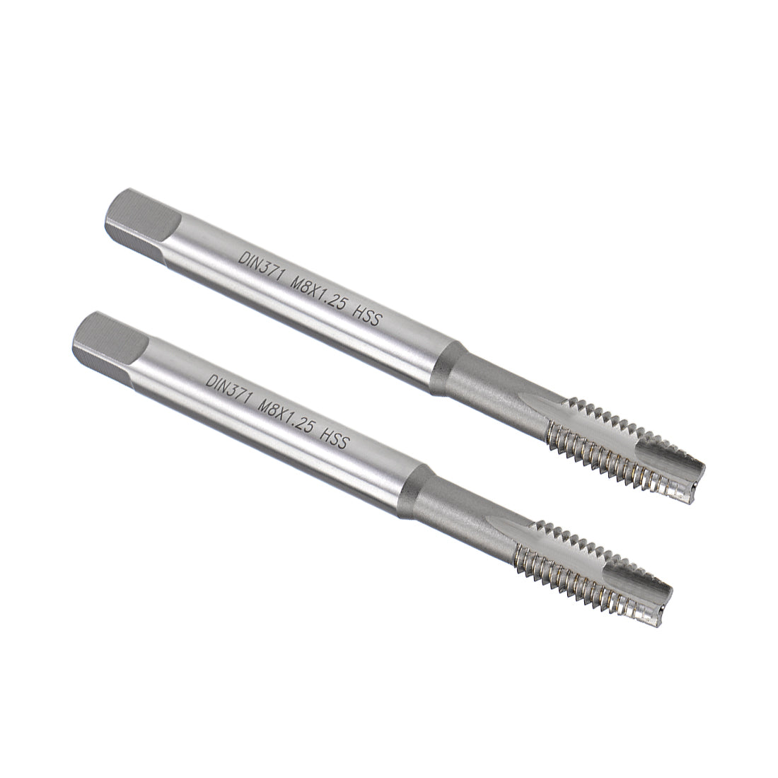 uxcell Uxcell M8 x 1.25 Spiral Point Threading Tap H2 Tolerance High Speed Steel Uncoated 2pcs