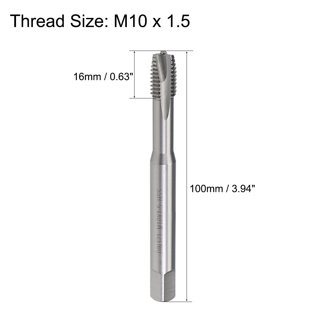 uxcell Uxcell M10 x 1.5 Spiral Point Threading Tap H2 Tolerance High Speed Steel Uncoated 2pcs