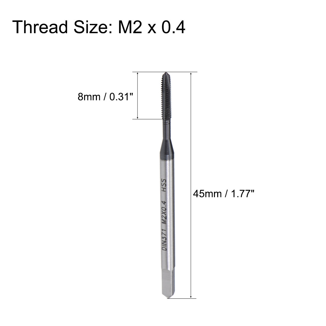 uxcell Uxcell M2 x 0.4 Spiral Point Threading Tap H2 HSS TICN Coated DIN371/376 2pcs