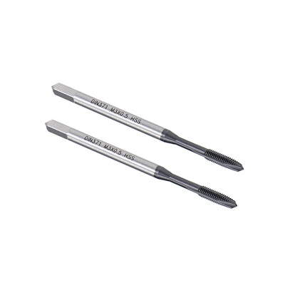 Harfington Uxcell M3 x 0.5 Spiral Point Threading Tap H2 HSS TICN Coated DIN371/376 2pcs