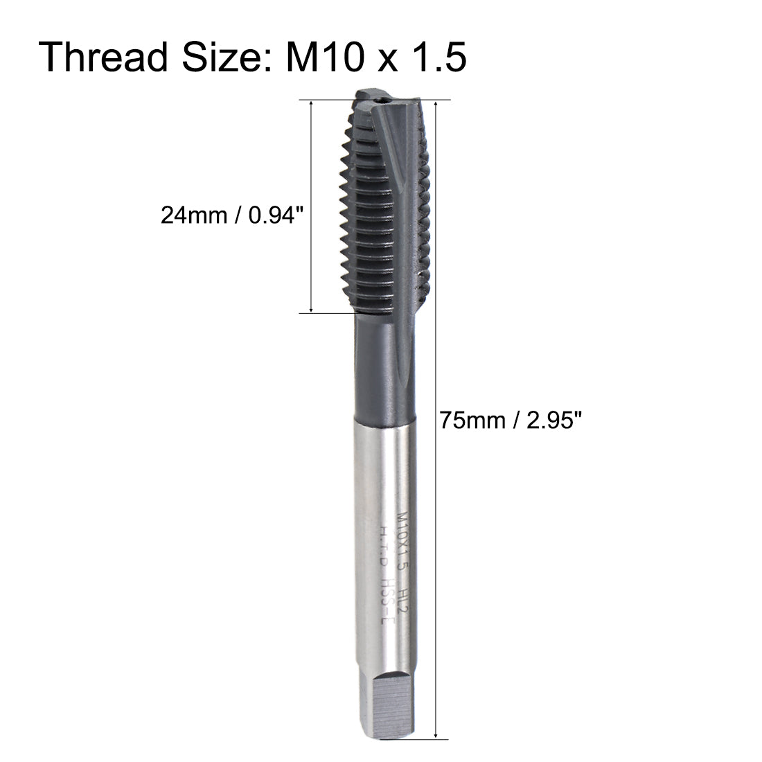 uxcell Uxcell M10 x 1.5 Spiral Point Threading Tap H2 High Speed Steel TICN Coated 2pcs