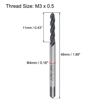 Harfington Uxcell M3 x 0.5 Spiral Flute Tap Metric Machine Thread Tap HSS Nitriding Coated