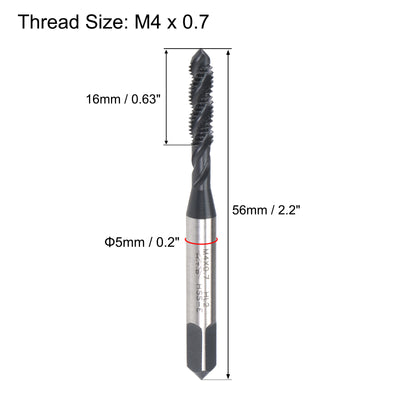 Harfington Uxcell M4 x 0.7 Spiral Flute Tap Metric Machine Thread Tap HSS Nitriding Coated