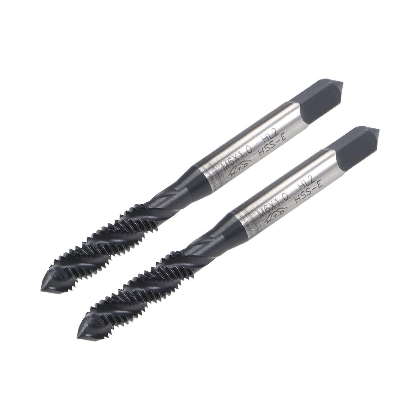 uxcell Uxcell M6 x 1.0 Spiral Flute Tap Metric Machine Thread Tap HSS Nitriding Coated 2pcs
