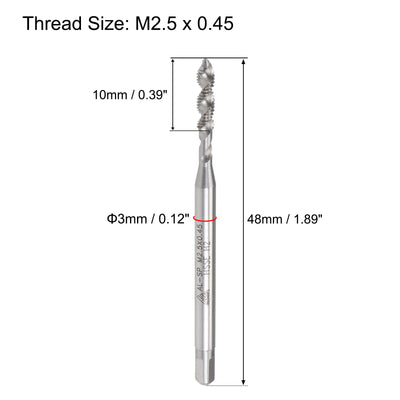 Harfington Uxcell M2.5 x 0.45 Spiral Flute Tap Metric Machine Thread Tap HSS Cobalt Uncoated