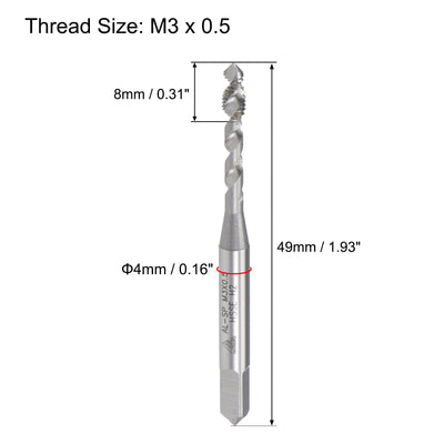 Harfington Uxcell M3 x 0.5 Spiral Flute Tap Metric Machine Thread Tap HSS Cobalt Uncoated