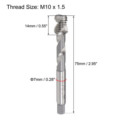 Harfington Uxcell M10 x 1.5 Spiral Flute Tap Metric Machine Thread Tap HSS Cobalt Uncoated
