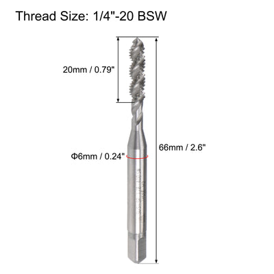 Harfington Uxcell 1/4"-20 BSW Spiral Flute Tap Machine Thread Tap HSS-Cobalt Uncoated