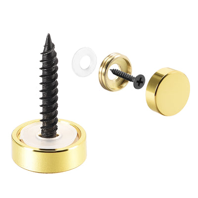 Harfington Uxcell Mirror Screws, Decorative Cap Fasteners Cover Nails, Electroplated, Bright Golden 14mm/0.55" Brass 4pcs