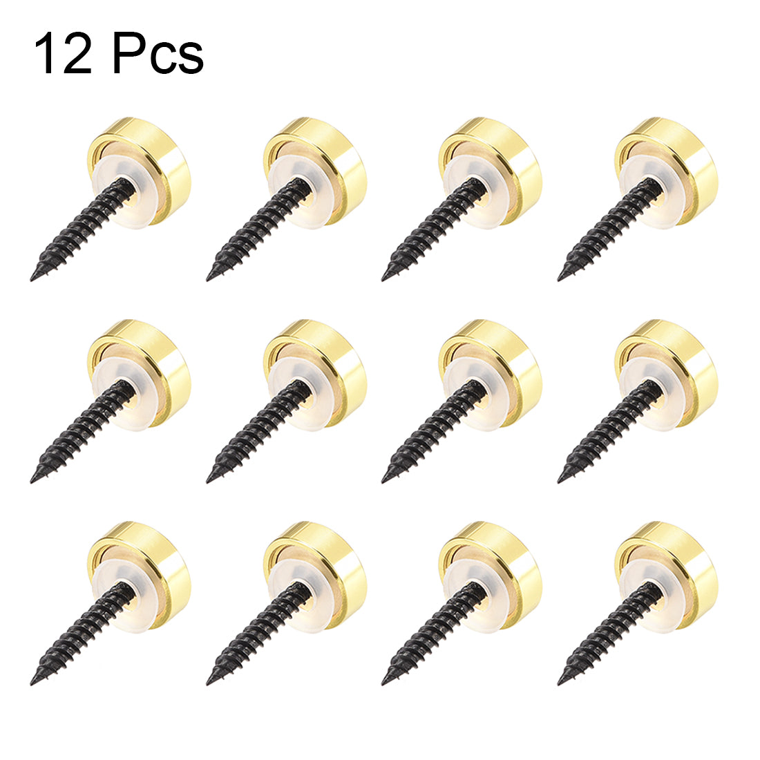 uxcell Uxcell Mirror Screws, Decorative Cap Fasteners Cover Nails, Electroplated, Bright Golden 14mm/0.55" Brass 12pcs