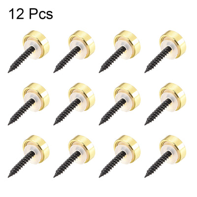 Harfington Uxcell Mirror Screws, Decorative Cap Fasteners Cover Nails, Electroplated, Bright Golden 14mm/0.55" Brass 12pcs
