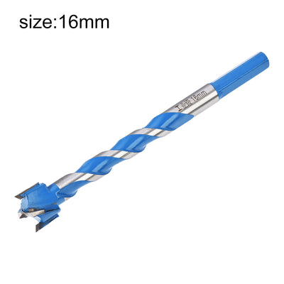 Harfington Uxcell Forstner Wood Boring Drill Bit 16mm Dia. Hole Saw Carbide Alloy Steel Tip Hex Shank Cutting for Hinge Plywood Wood Tool Blue