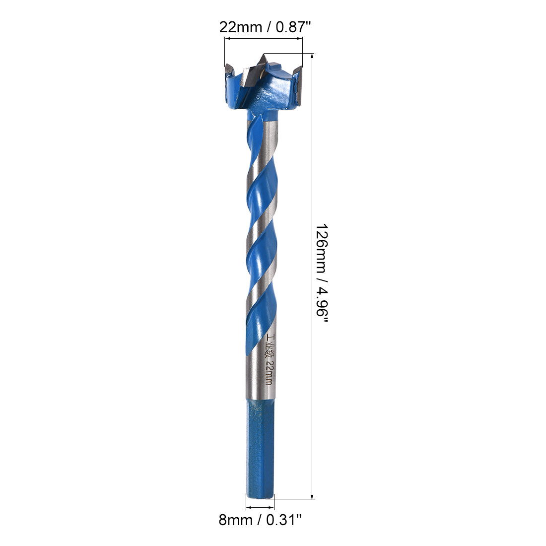 uxcell Uxcell Forstner Wood Boring Drill Bit 22mm Dia. Hole Saw Carbide Alloy Steel Tip Hex Shank Cutting for Hinge Plywood Wood Tool Blue