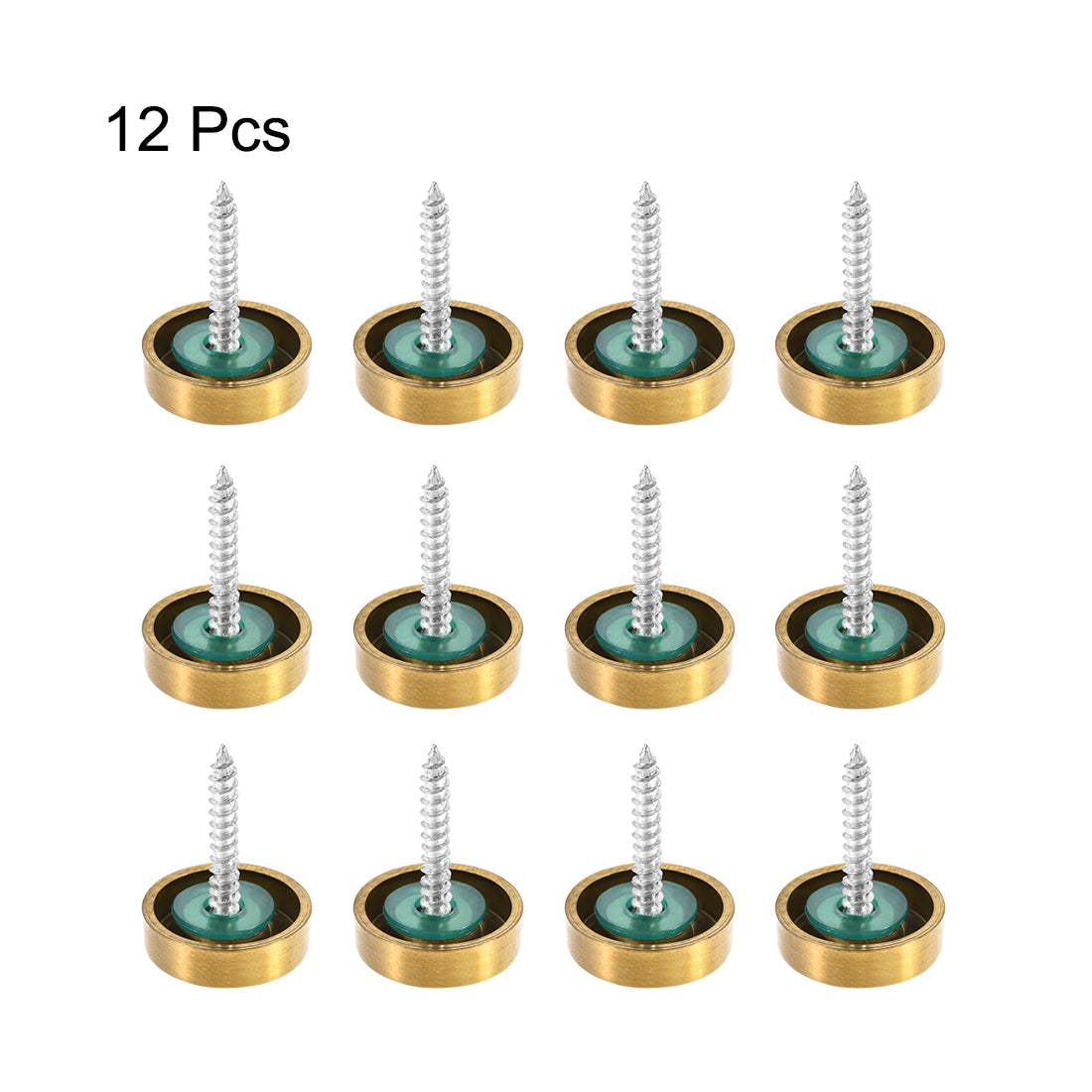 Uxcell Uxcell Mirror Screws, Decorative Cap Fasteners Cover Nails, Electroplated, Bright Golden 22mm/0.87" 12pcs