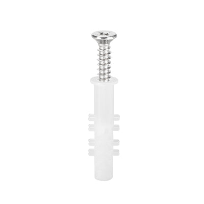 Harfington Uxcell 6x30mm Plastic Expansion Tube for Drywall with Screws White 50pcs