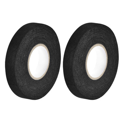 Harfington Uxcell Adhesive Cloth Fabric Tape Wire Harness Looms Single-Side 15mm x 15m Black 2 Pcs