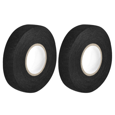 Harfington Uxcell Adhesive Cloth Fabric Tape Wire Harness Looms Single-Side 19mm x 15m Black 2 Pcs