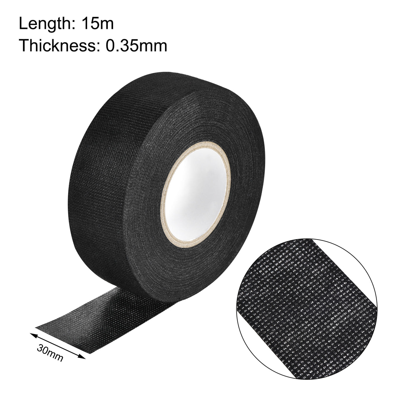 uxcell Uxcell Adhesive Cloth Fabric Tape Wire Harness Looms Single-Side 30mm x 15m Black