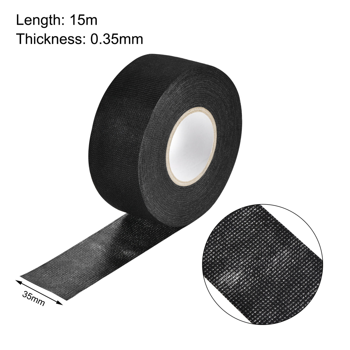 uxcell Uxcell Adhesive Cloth Fabric Tape Wire Harness Looms Single-Side 35mm x 15m Black