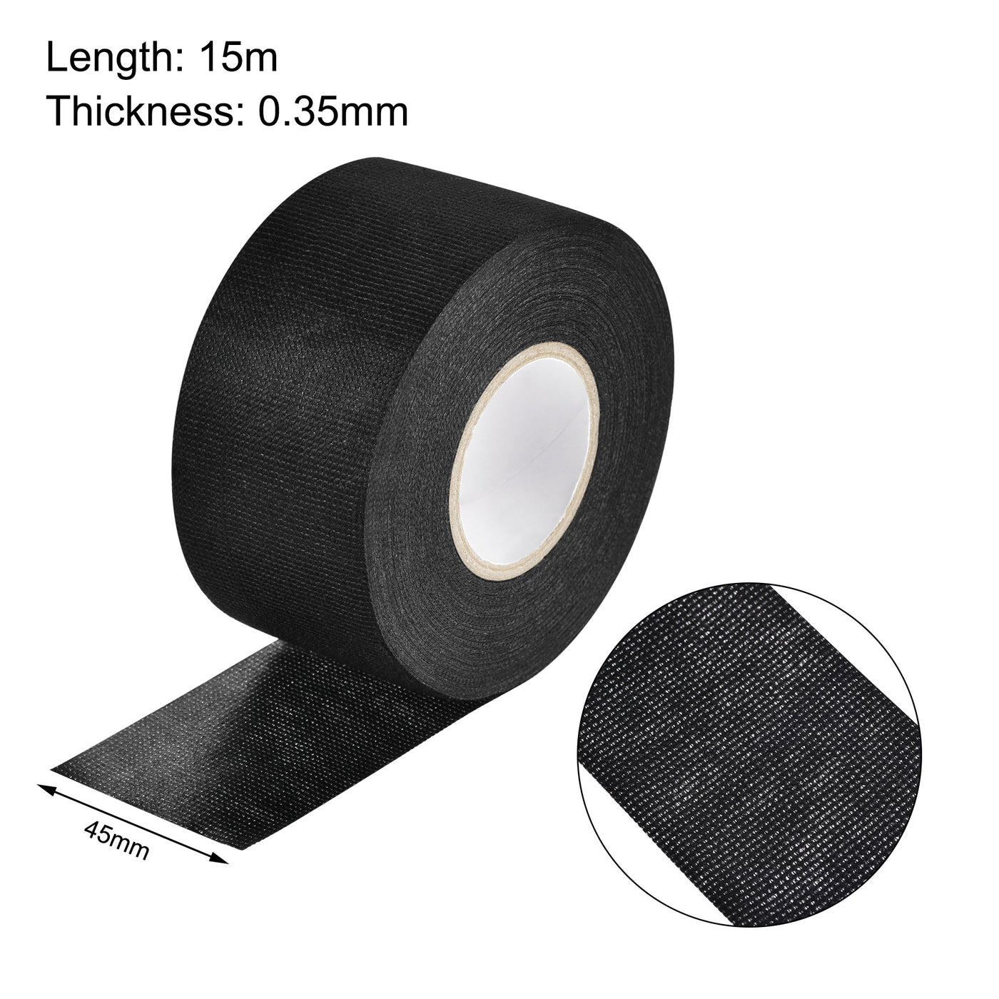 uxcell Uxcell Adhesive Cloth Fabric Tape Wire Harness Looms Single-Side 45mm x 15m Black