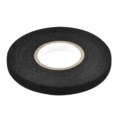 Harfington Uxcell Adhesive Cloth Fabric Tape Wire Harness Looms Single-Side 9mm x 15m Black 2 Pcs