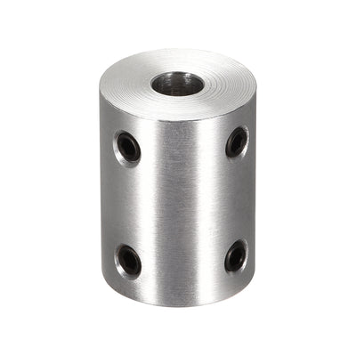 Harfington Uxcell 6.35mm to 6.35mm Bore Rigid Coupling 25mm Length 19mm Diameter Aluminum Alloy Shaft Coupler Connector Silver