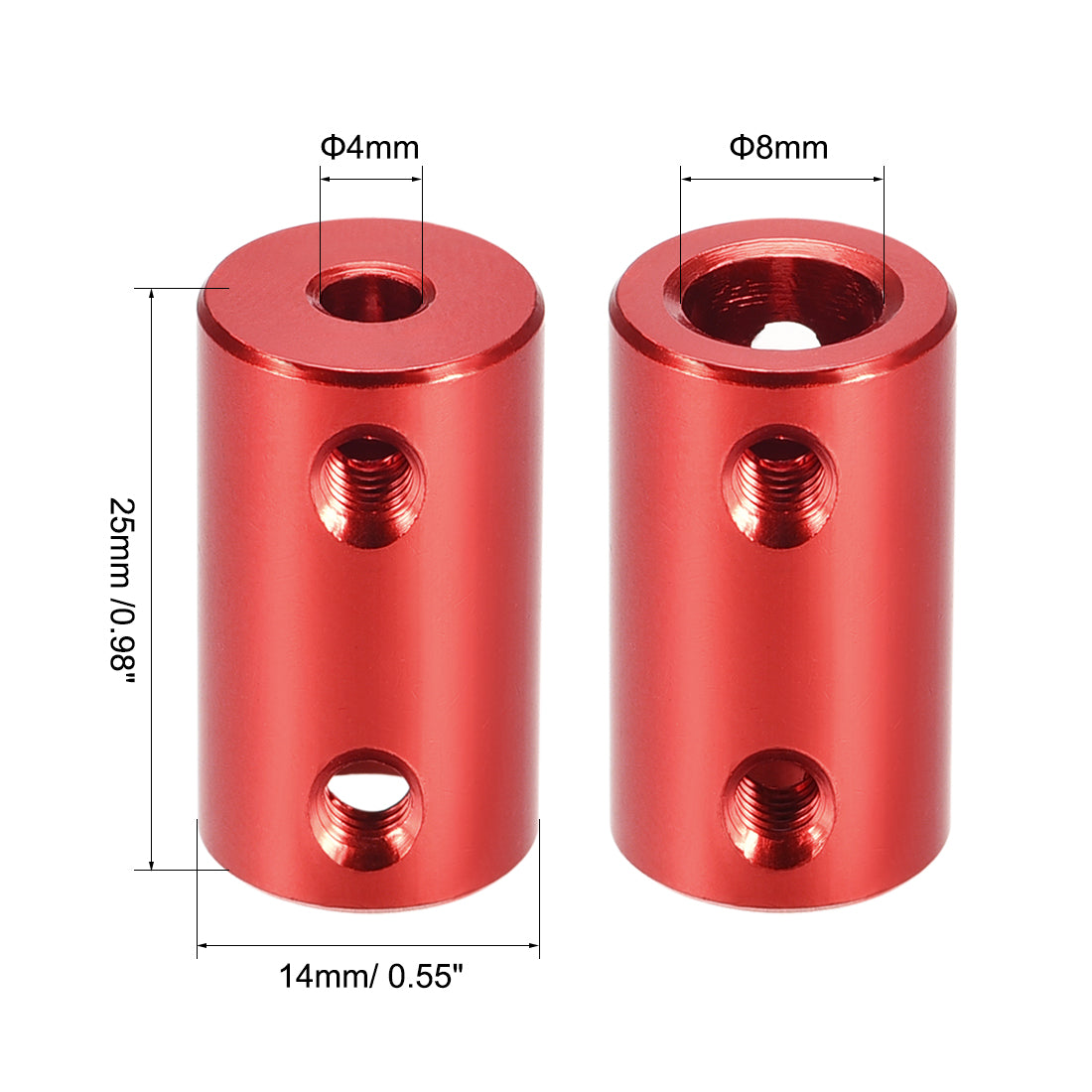 Uxcell Uxcell 3mm to 6mm Bore Rigid Coupling 25mm Length 14mm Diameter Aluminum Alloy Shaft Coupler Connector Red