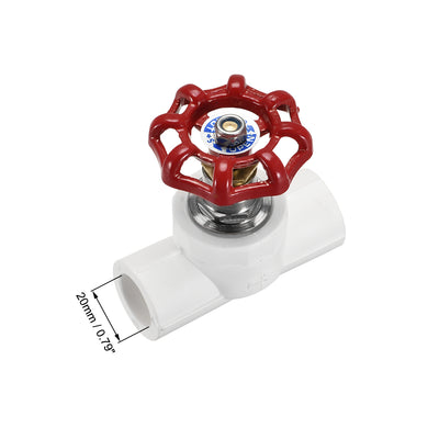 Harfington Uxcell Gate Valve Socket, 20mm Inner Diameter, for Control Water Flow, PPR White Red 2Pcs