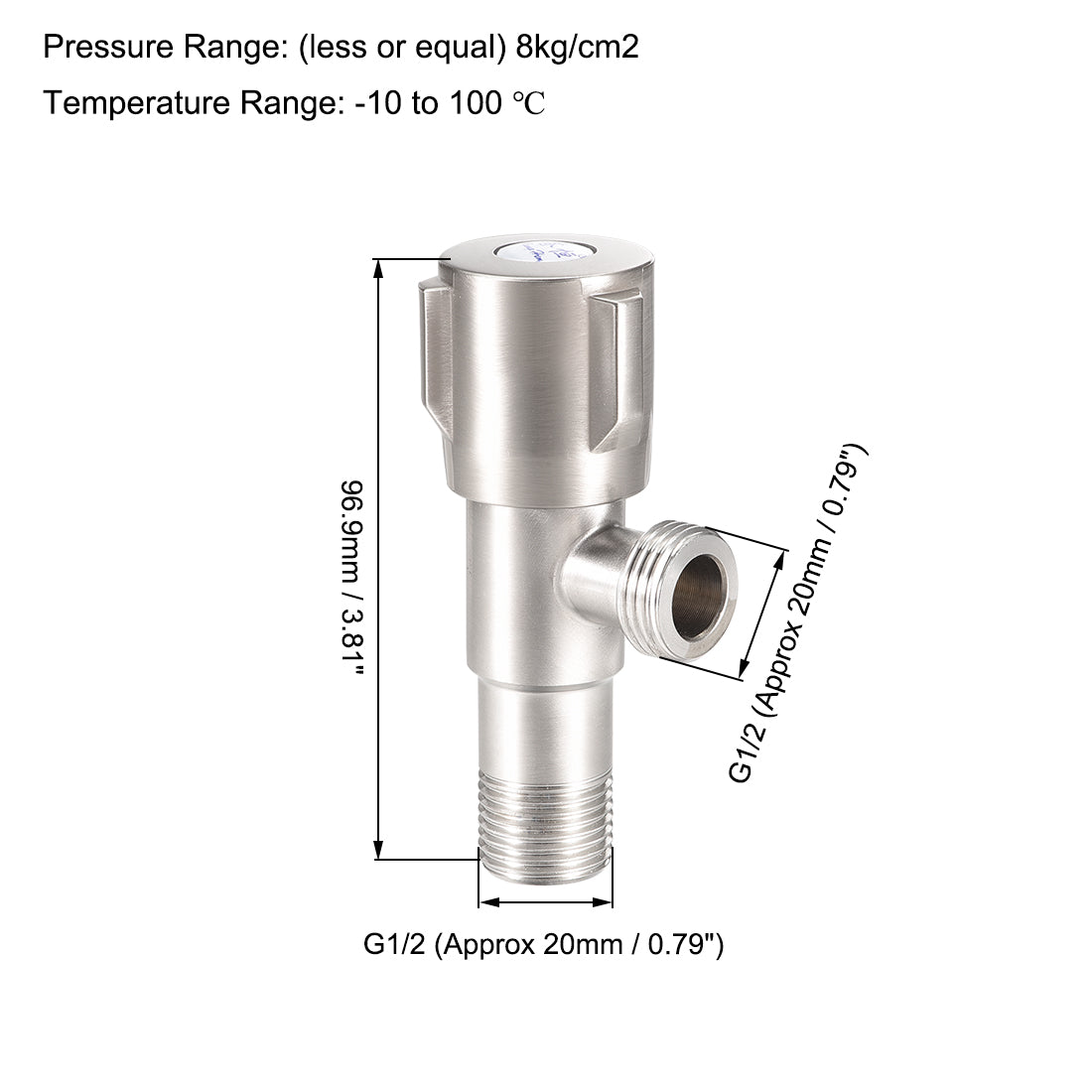 uxcell Uxcell Angle Valve Water Stop Valve G1/2 Male Thread 2 Ways Rotary 304 Stainless Steel