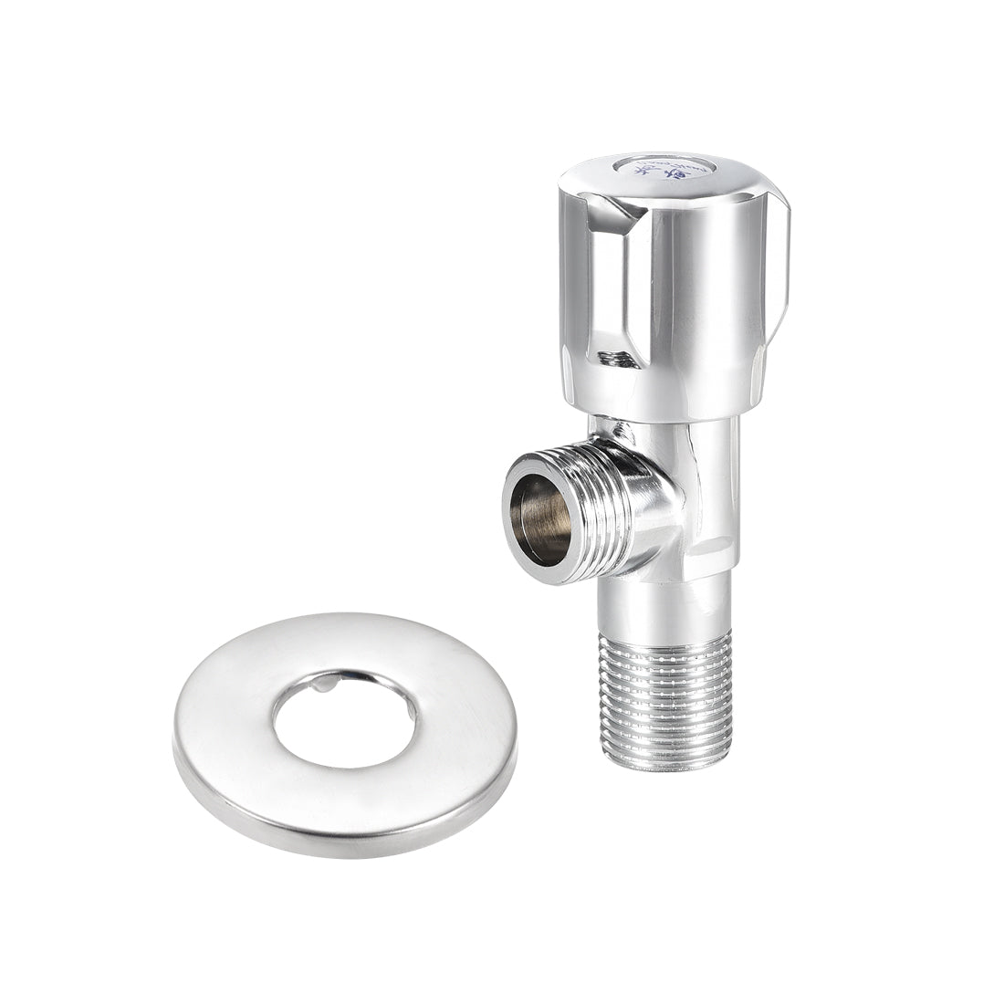 uxcell Uxcell Angle Valve Water Stop Valve G1/2 Male Thread 2-way Rotary Nickel Plated Brass with Ornament Cover