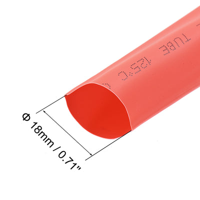 Harfington Uxcell Heat Shrink Tubing, 18mm Dia 30mm Flat Width 2:1 rate 7m - Red