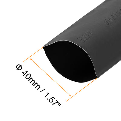 Harfington Uxcell Heat Shrink Tubing, 40mm Dia 66mm Flat Width 2:1 rate 2m - Black