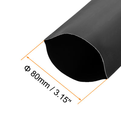 Harfington Uxcell Heat Shrink Tubing, 80mm Dia 128mm Flat Width 2:1 rate 1m - Black