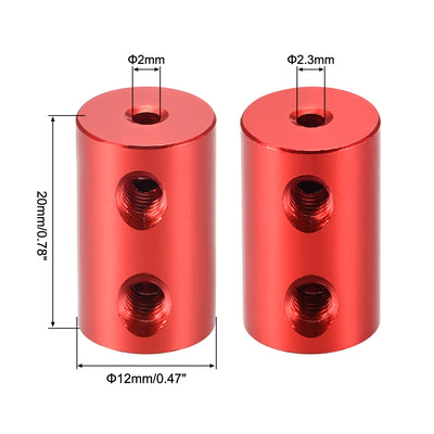 Harfington Uxcell 3mm to 3.17mm Bore Rigid Coupling 20mm Length 12mm Diameter Aluminum Alloy Shaft Coupler Connector Red 2pcs