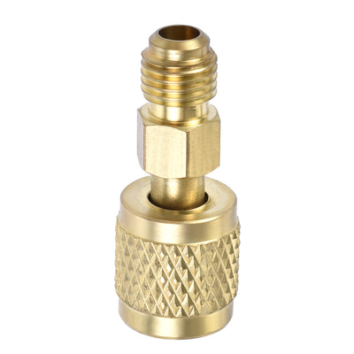 Harfington Uxcell Brass Pipe Fitting, 1/4 SAE Flare Male 5/16 SAE Female Thread, Tubing Adapter Connector, for Air Conditioner Refrigeration