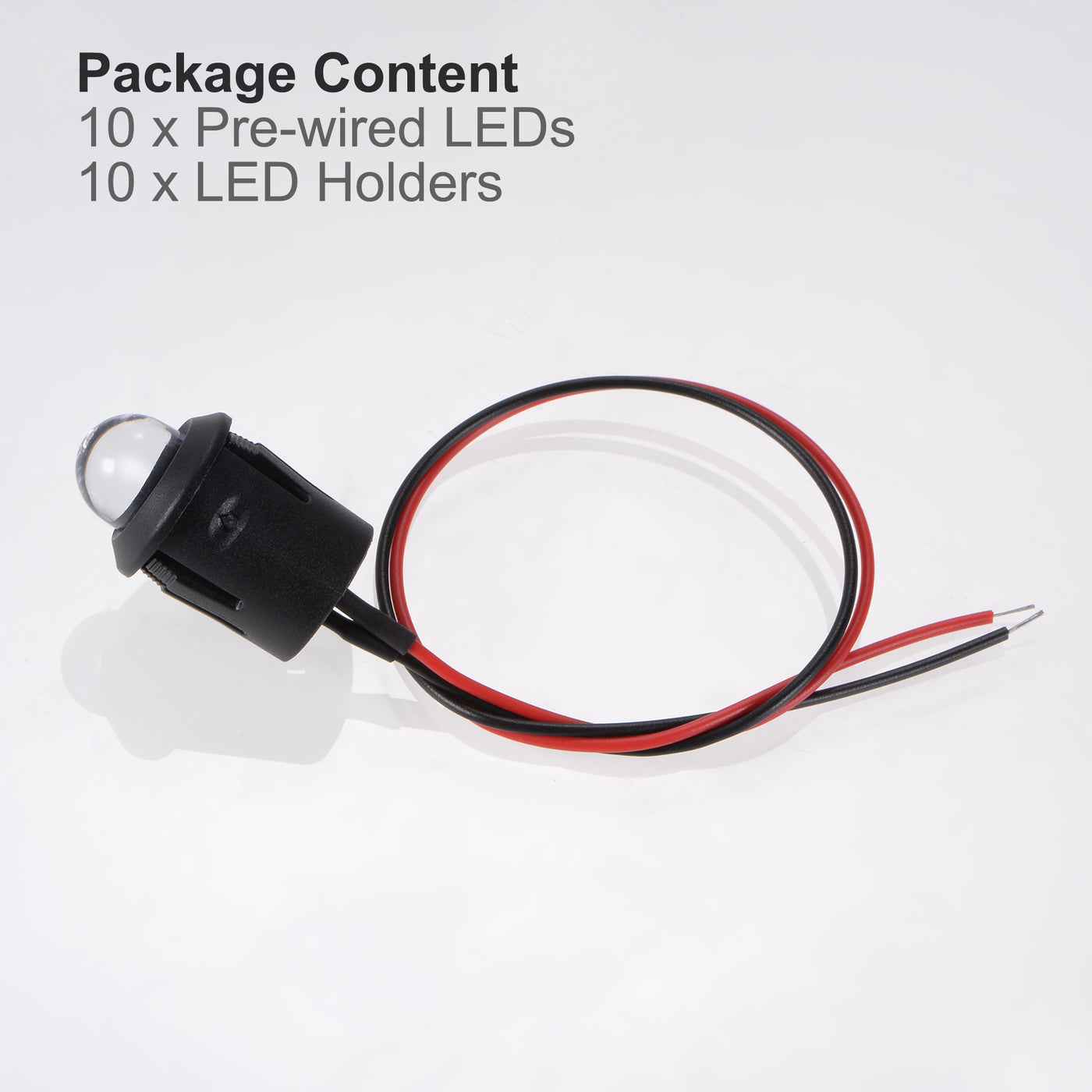 uxcell Uxcell 10Set DC 12V 10mm Pre Wired LED with Holder, Red Light Round Top Clear Lens, 14mm Panel Mount