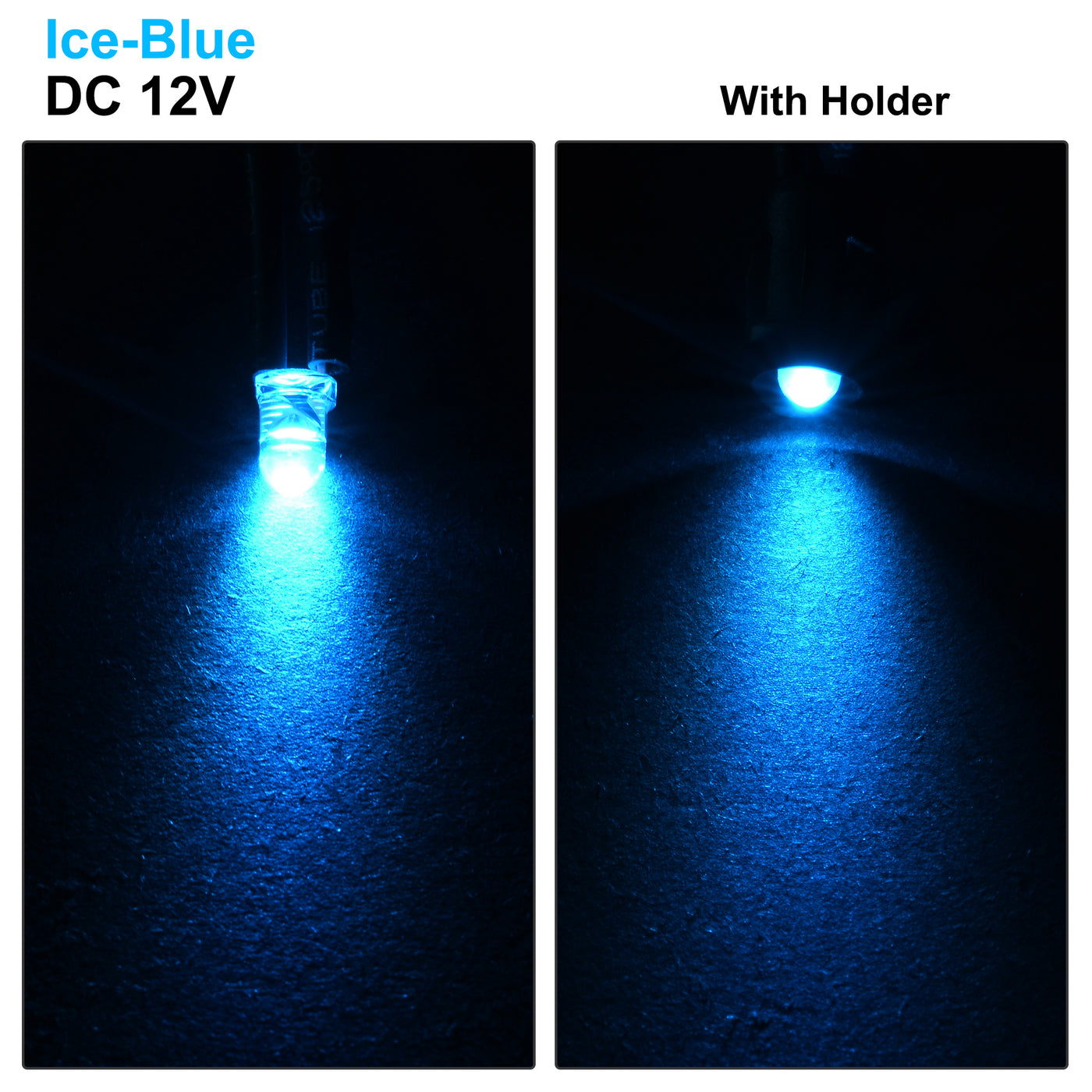 uxcell Uxcell 10Set DC 12V 3mm Pre Wired LED with Holder, Ice-Blue Light Round Top Clear Lens, 6mm Panel Mount